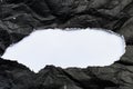 A white hole on a black crumpled canvas. Blank for design, graphic resource Royalty Free Stock Photo