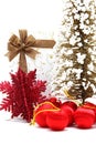 White holiday box with christmas tree Royalty Free Stock Photo