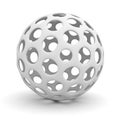 White hollow sphere over white background with shadow