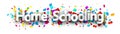 Home schooling header over colorful cut out ribbon confetti background Royalty Free Stock Photo