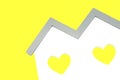White Home Shape With Two Yellow Heart Shape Window