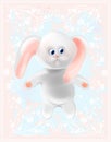 White honey bunny. Happy Easter card.