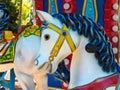 White horse with black mane - vintage carousel in the park Royalty Free Stock Photo