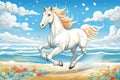 a white horse galloping on a beach Royalty Free Stock Photo