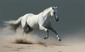 White horse galloping in the desert. Illustration AI Generative Royalty Free Stock Photo