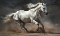 White horse galloping in the desert. Illustration AI Generative Royalty Free Stock Photo