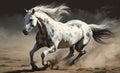 White horse galloping in the desert. Illustration AI Generative Royalty Free Stock Photo