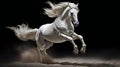 White Horse Leaping Over Dark Background - Stunning Artwork Royalty Free Stock Photo