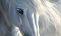 A white horse with a long mane and a black eye Royalty Free Stock Photo