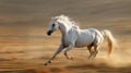 White horse run forward. Picture presenting the galloping white horse. AI Generative Royalty Free Stock Photo