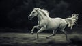 White horse run forward. Picture presenting the galloping white horse. AI Generative Royalty Free Stock Photo