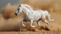 White Horse Running in Desert Dust Royalty Free Stock Photo