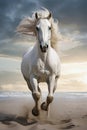 White horse running, AI generated Royalty Free Stock Photo