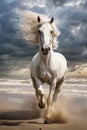 White horse running, AI generated Royalty Free Stock Photo