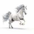 White Horse Running On White Background - 3d Render Royalty Free Stock Photo