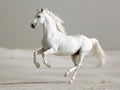 White horse runs gallop on the sand in the desert Royalty Free Stock Photo
