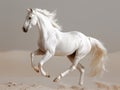 White horse runs gallop on sand in the desert Royalty Free Stock Photo