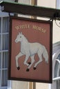 White Horse Traditional Pub Sign in Oxford, UK