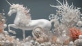 white horse unicorn on the sea shell coral beach ai created Royalty Free Stock Photo