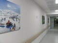 A White Hospital Corridor, Seats Around