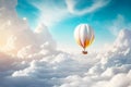 White Hot Air Balloon Above White Clouds Royalty Free Stock Photo