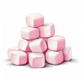 Aggressive Digital Illustration Of Pink Marshmallows On White Background