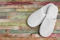 White hotel / home/ spa / wellness slippers Royalty Free Stock Photo