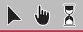 White hourglass loading clock, pointer hand and arrow mouse cursors. Royalty Free Stock Photo