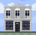 White house facade architecture Vector. Store or boutique front with big windows. Shop facade. Office rentals. Vector Royalty Free Stock Photo