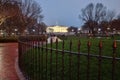 White House front view from Lafayette square park at evening Royalty Free Stock Photo