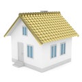 White house with golden roof. 3D rendering.