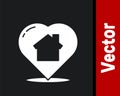 White House with heart shape icon isolated on black background. Love home symbol. Family, real estate and realty. Vector