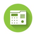 White House intercom system icon isolated with long shadow. Green circle button. Vector Illustration Royalty Free Stock Photo