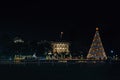 The White House and National Christmas Tree at night, in Washington, DC Royalty Free Stock Photo