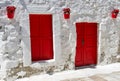 White House with red Door in Bodrum, Turkey