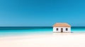 White House on Tropical Beach with Blue Ocean and Sky Royalty Free Stock Photo