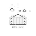 White House, Washington DC Vector Line Icon, Symbol, Pictogram, Sign. Abstract Geometric Background. Editable Stroke