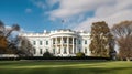 The White House in Washington with a green lawn. Generative ai Royalty Free Stock Photo