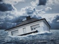 White house in water, flood Royalty Free Stock Photo