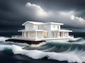 White house in water, tsunami attack