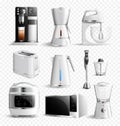 White Household Kitchen Appliances Transparent Icon Set Royalty Free Stock Photo