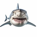 Sculptural Expression Of A Playful White Shark On White Background