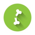 White Human broken bone icon isolated with long shadow. Green circle button. Vector Royalty Free Stock Photo