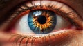 Fractalpunk-inspired Close-up Of Mark\'s Eye With Orange And Blue Flecks