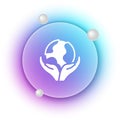 White Human hand holding Earth globe icon isolated on white background. Save earth concept. Blue and purple gradient Royalty Free Stock Photo
