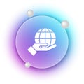 White Human hand holding Earth globe icon isolated on white background. Save earth concept. Blue and purple gradient Royalty Free Stock Photo