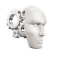 white human mask with steel gear wheels
