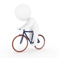 White human running on bicycle in 3D rendering