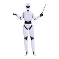 White humanoid robot explaining with pointer stick Royalty Free Stock Photo