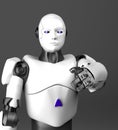 White humanoid robot points a finger,3d render